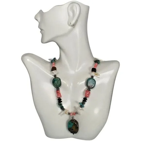 Green Turquoise Pendant Necklace 18